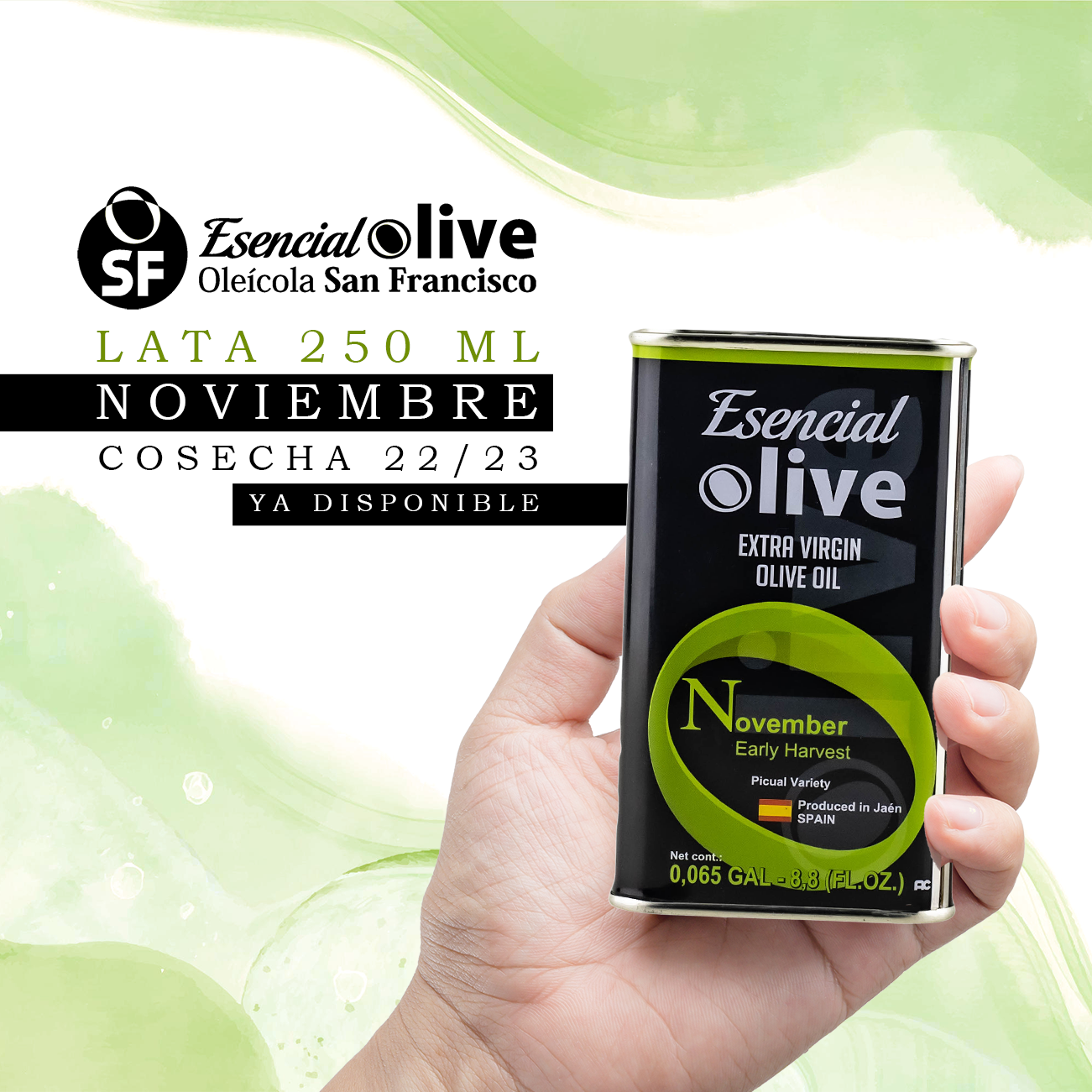 Esencial Olive - Noviembre | Lata 250ml | Aceite de Oliva Virgen Extra Premium